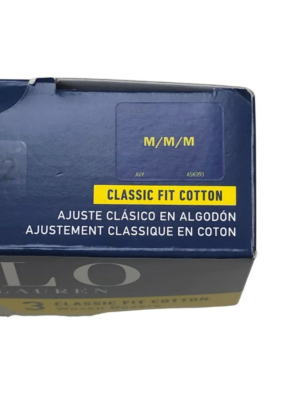 Polo Ralph Lauren 3-Pack Classic Fit Cotton Woven Boxers Mens Medium Navy Yellow